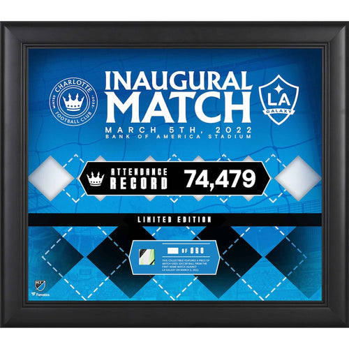 Charlotte FC Framed 15'' x 17'' 2022 Inaugural Home Match vs. LA Galaxy Version 2 Collage with a Piece of Match-Used Soccer Ball - Limited Edition of 250