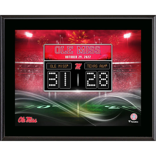 Fanatics Authentic Ole Miss Rebels vs. Texas A&M Aggies 2022 Football Score 10.5'' x 13'' Sublimated Plaque