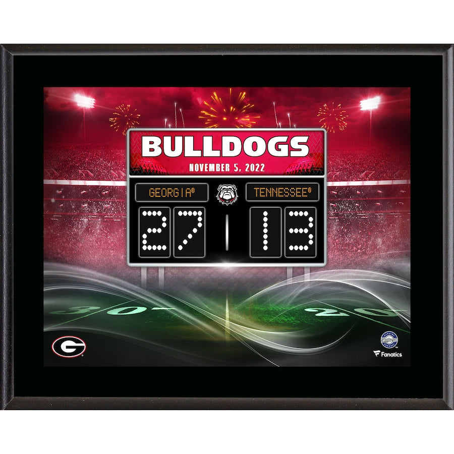 Fanatics Authentic Georgia Bulldogs vs. Tennessee Volunteers 2022 Football Score 10.5'' x 13'' Sublimated Plaque