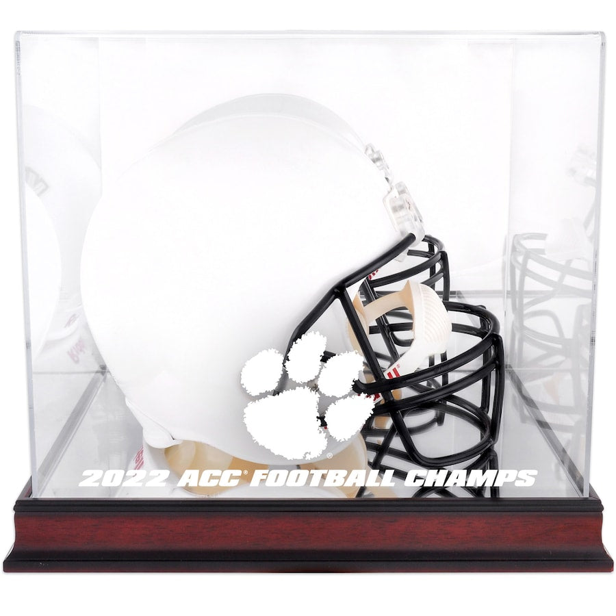 Clemson Tigers 2022 ACC Football Conference Champions Mahogany Helmet Logo Display Case