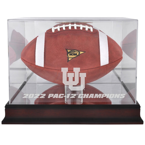 Utah Utes 2022 PAC-12 Football Conference Champions Mahogany Football Logo Display Case