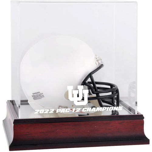 Utah Utes 2022 PAC-12 Football Conference Champions Mahogany Mini Helmet Logo Display Case