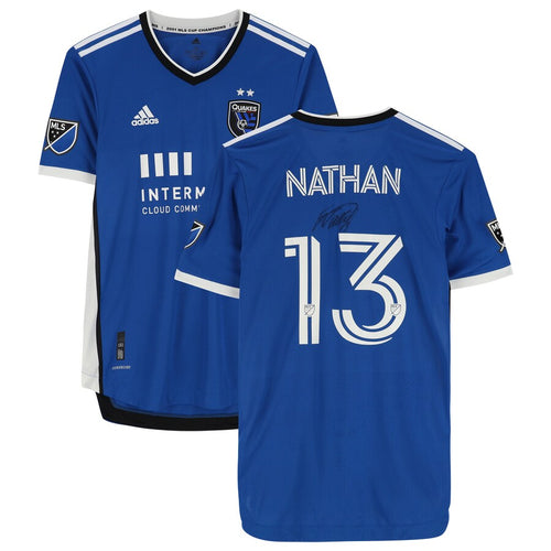 Nathan San Jose Earthquakes Autographed Match-Used #13 Blue Jersey from the 2022 MLS Season
