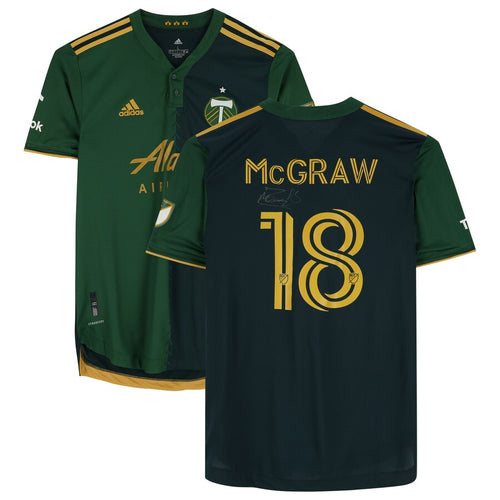 Zac McGraw Portland Timbers Autographed Match-Used #18 Green Jersey from the 2022 MLS Season