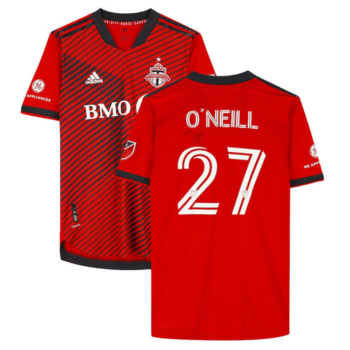 Shane O'Neill Toronto FC Autographed Game-Used #27 Red Jersey from the 2022 MLS Season - Size L