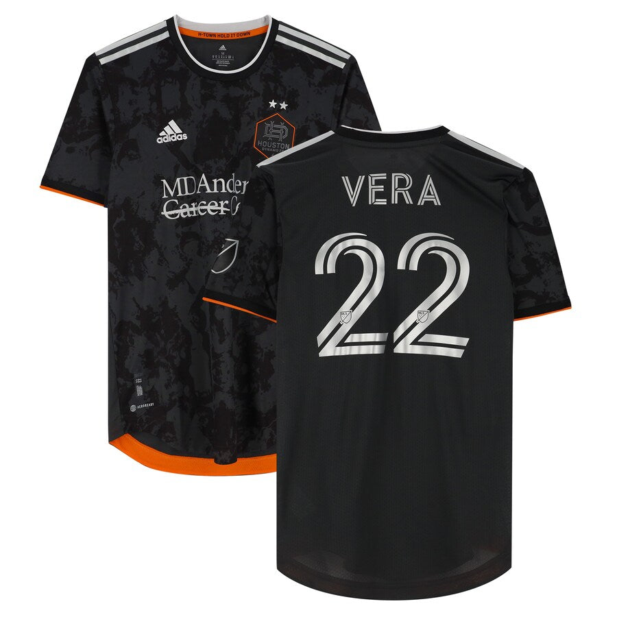 Matias Vera Houston Dynamo FC Autographed Player-Issued #22 Black Jersey from the 2022 MLS Season - Size M