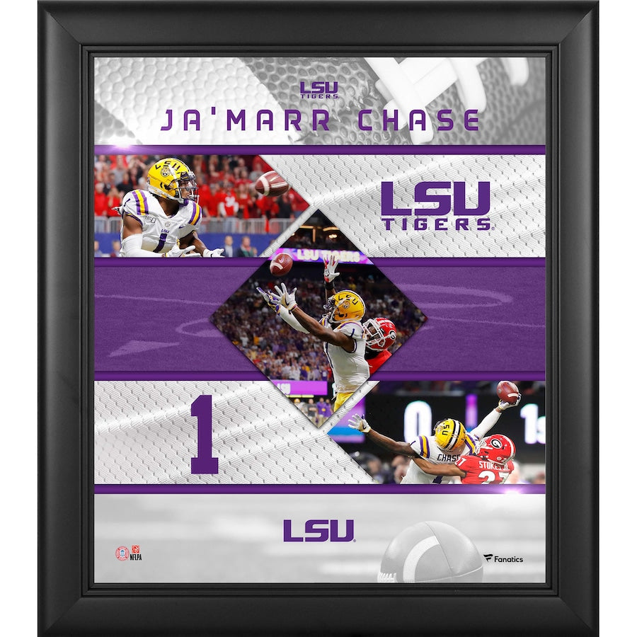 Ja'Marr Chase LSU Tigers Framed 15'' x 17'' Stitched Stars Collage