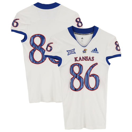 Kansas Jayhawks Team-Issued #86 White Jersey from the 2018-21 NCAA Football Seasons