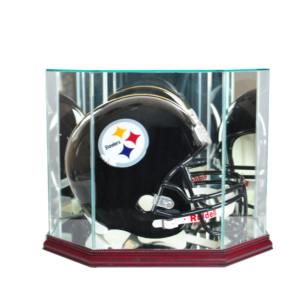 Octagon Full Size Football Helmet Display Case with Cherry Moulding