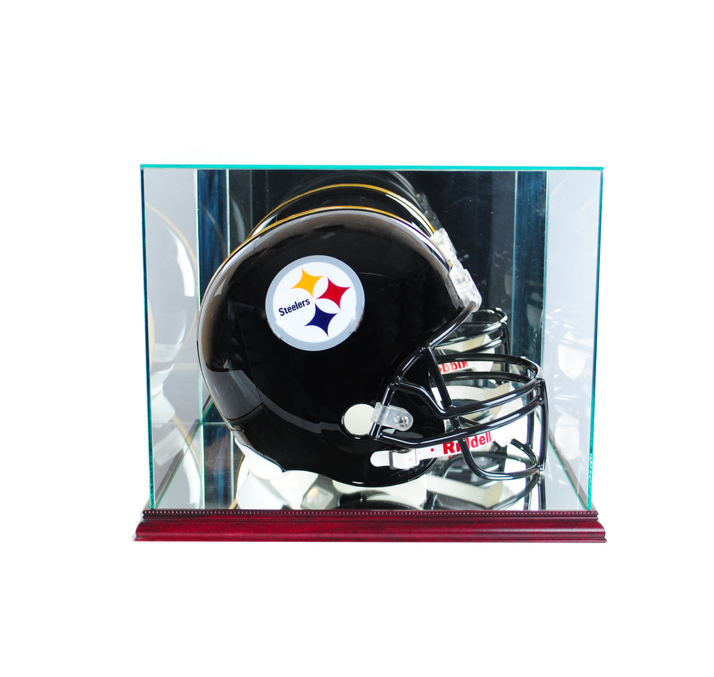 Rectangle Football Helmet Display Case with Cherry Moulding