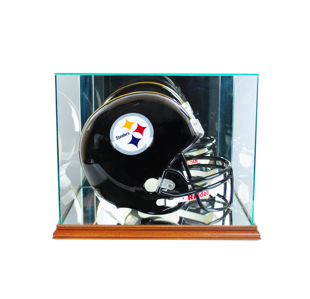 Rectangle Football Helmet Display Case with Walnut Moulding