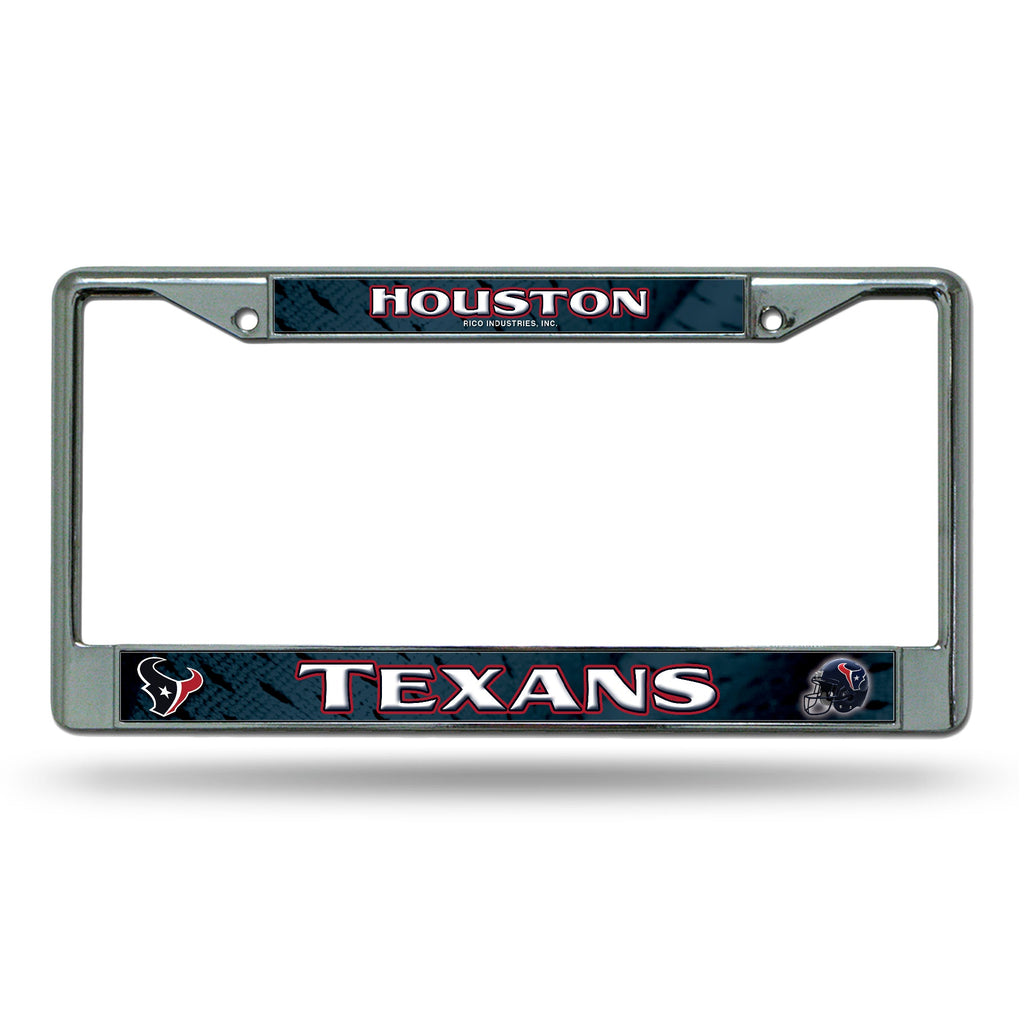 Houston Texans License Plate Frame Chrome Printed Insert - Rico Industries