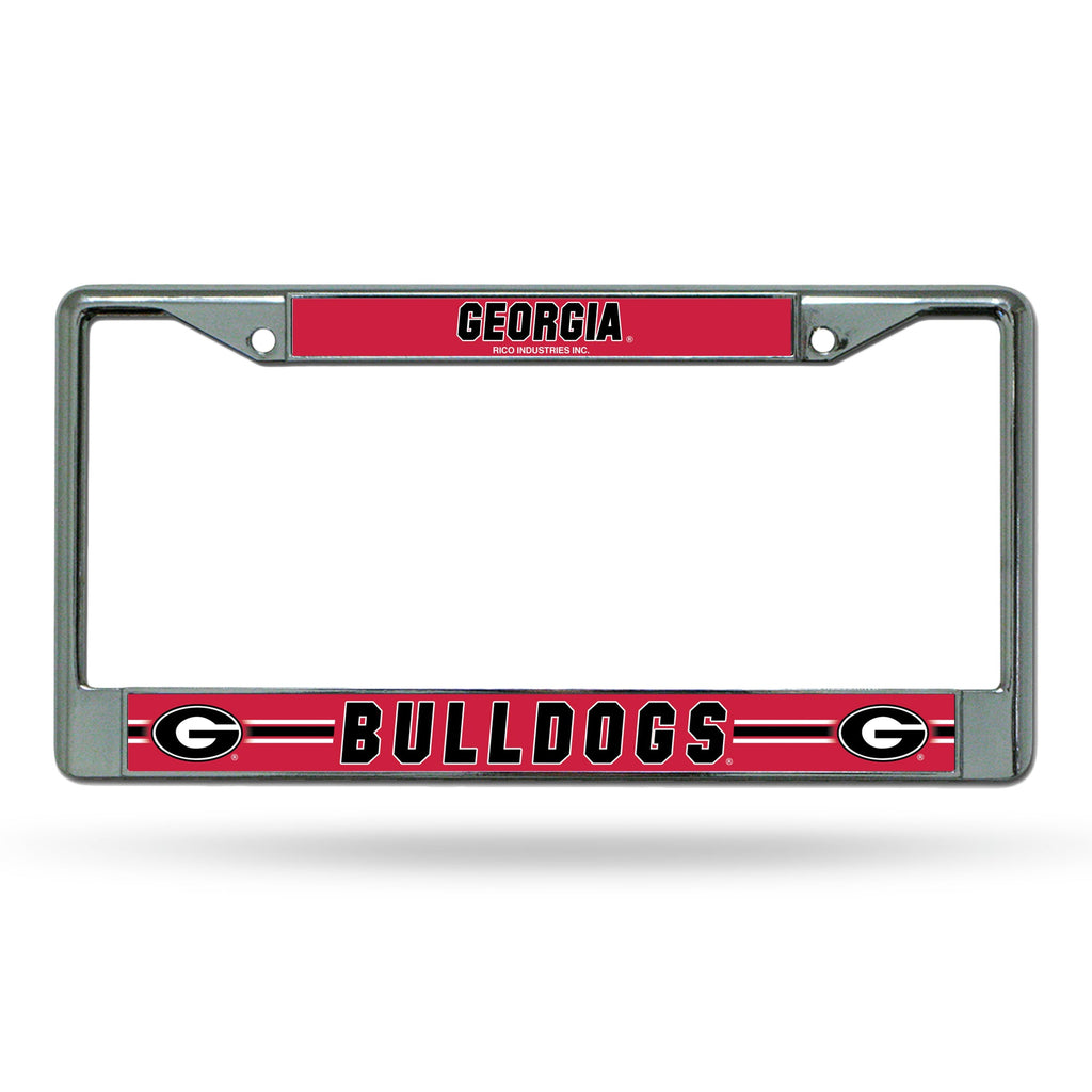 Georgia Bulldogs License Plate Frame Chrome Printed Insert - Rico Industries
