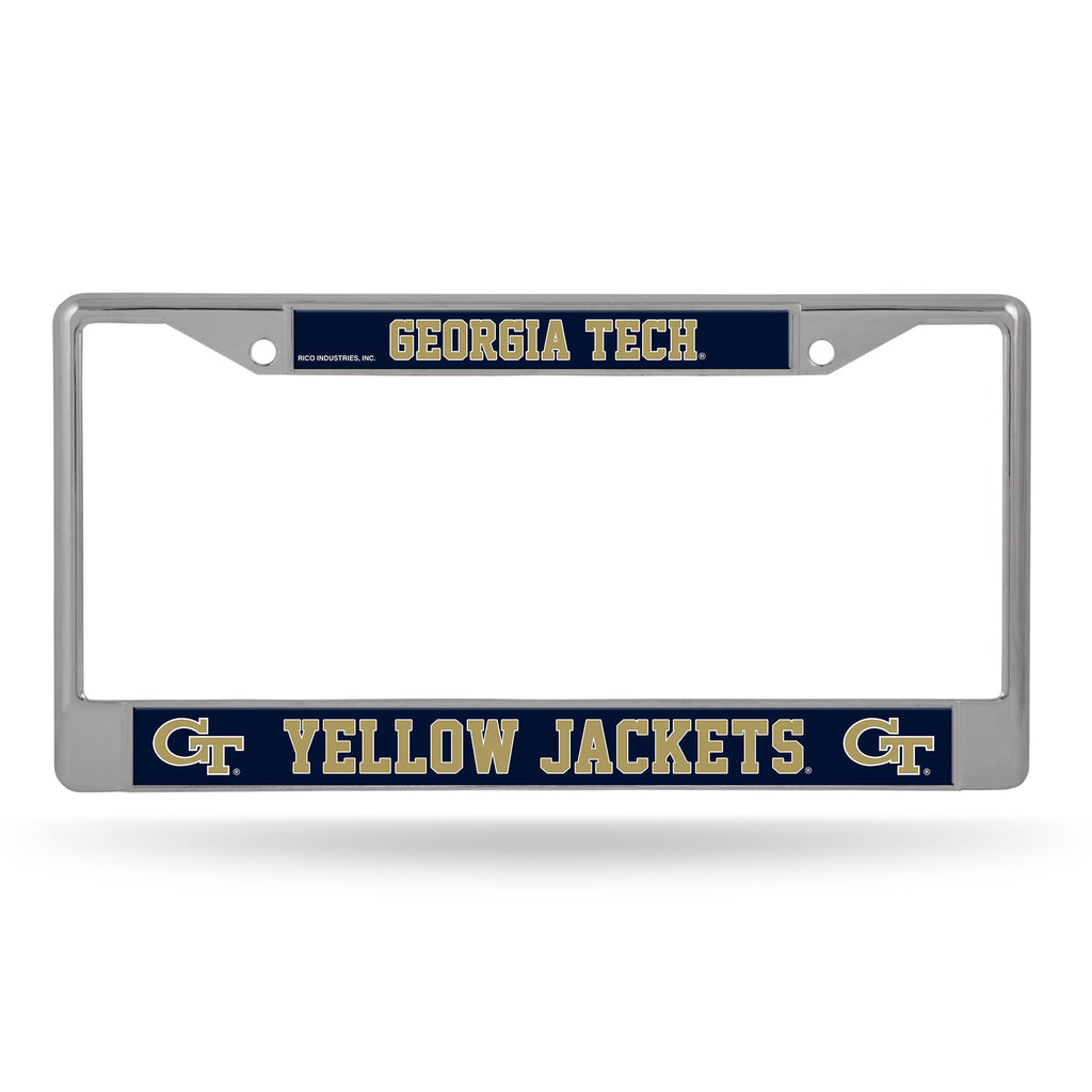 Georgia Tech Yellow Jackets License Plate Frame Chrome Printed Insert - Rico Industries
