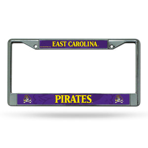 East Carolina Pirates License Plate Frame Chrome Printed Insert Special Order - Rico Industries