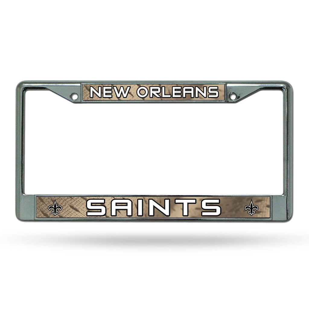 New Orleans Saints License Plate Frame Chrome Printed Insert - Rico Industries