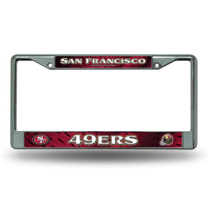 San Francisco 49ers License Plate Frame Chrome Printed Insert - Rico Industries