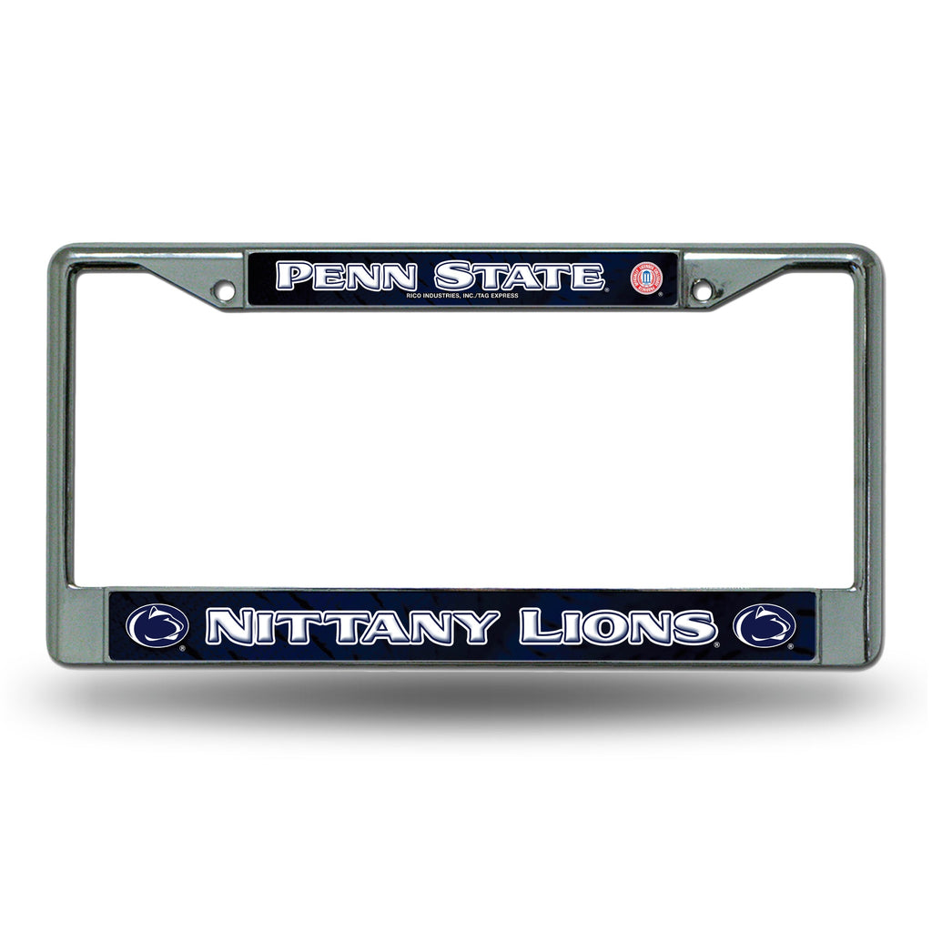 Penn State Nittany Lions License Plate Frame Chrome Printed Insert - Rico Industries