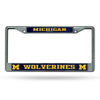 Michigan Wolverines License Plate Frame Chrome Printed Insert - Rico Industries