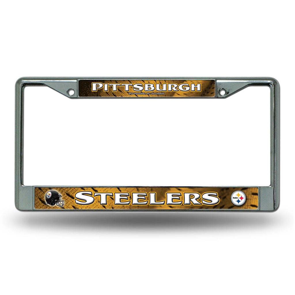 Pittsburgh Steelers License Plate Frame Chrome Printed Insert - Rico Industries