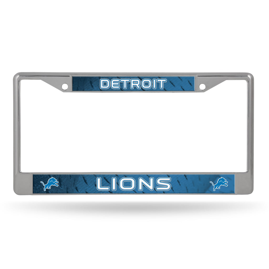 Detroit Lions License Plate Frame Chrome Printed Insert - Rico Industries