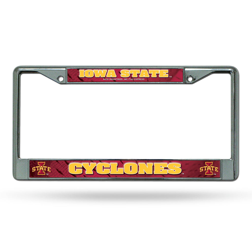 Iowa State Cyclones License Plate Frame Chrome Printed Insert - Rico Industries