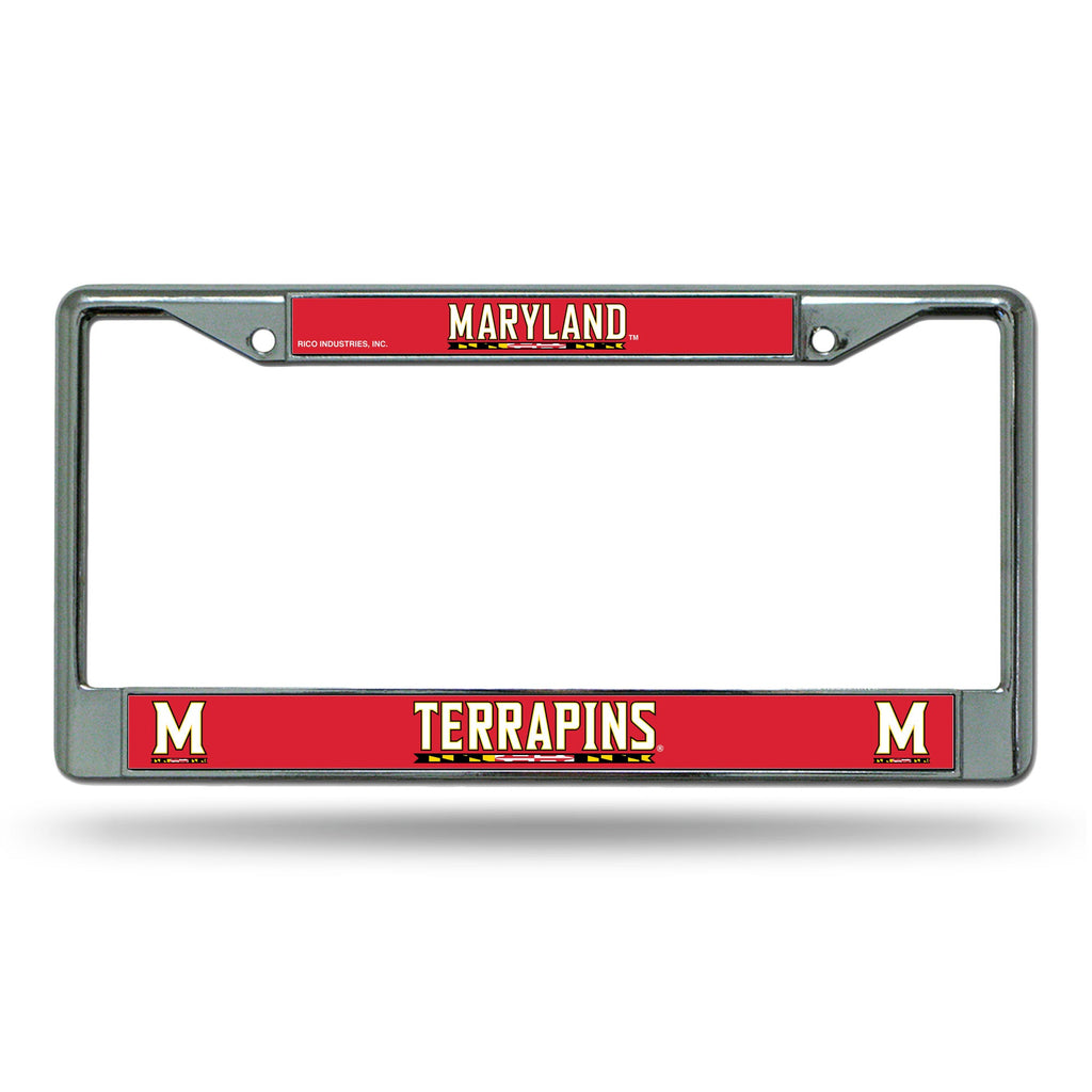 Maryland Terrapins License Plate Frame Chrome Printed Insert Special Order - Rico Industries