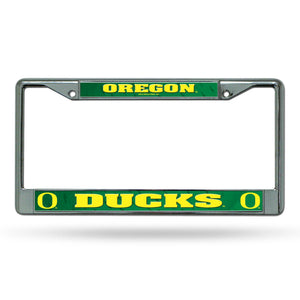 Oregon Ducks License Plate Frame Chrome Printed Insert - Rico Industries