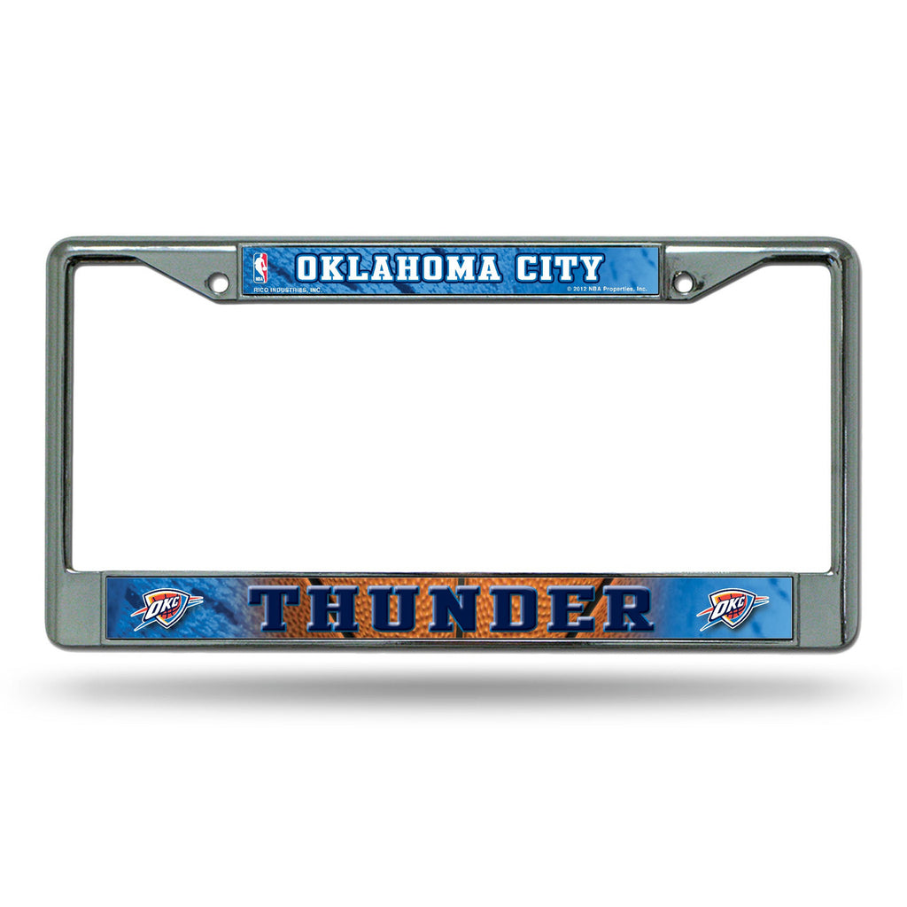 Oklahoma City Thunder License Plate Frame Chrome Printed Insert - Rico Industries