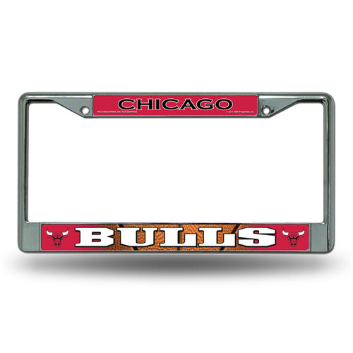 Chicago Bulls License Plate Frame Chrome Printed Insert - Rico Industries