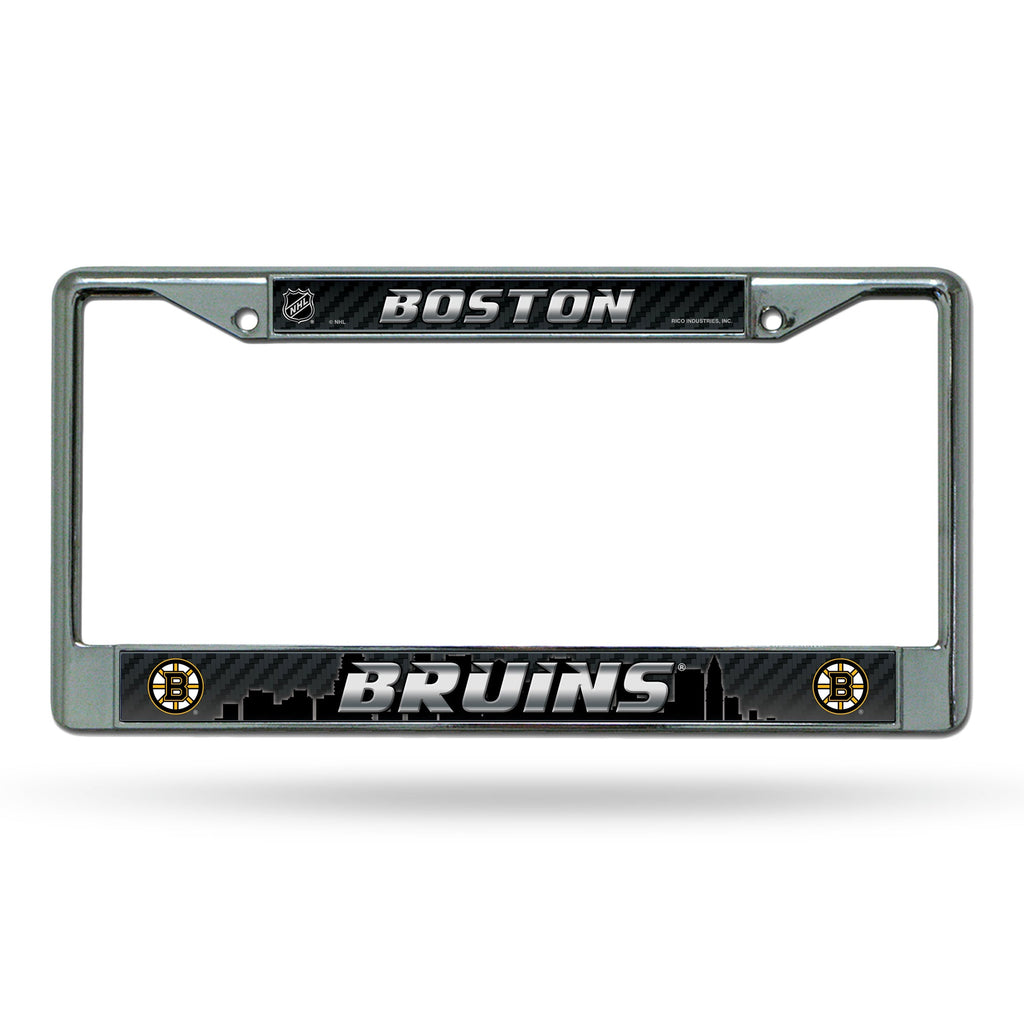 Boston Bruins License Plate Frame Chrome Printed Insert - Rico Industries