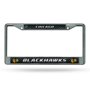 Chicago Blackhawks License Plate Frame Chrome Printed Insert - Rico Industries