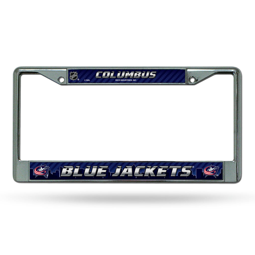 Columbus Blue Jackets License Plate Frame Chrome Printed Insert - Rico Industries