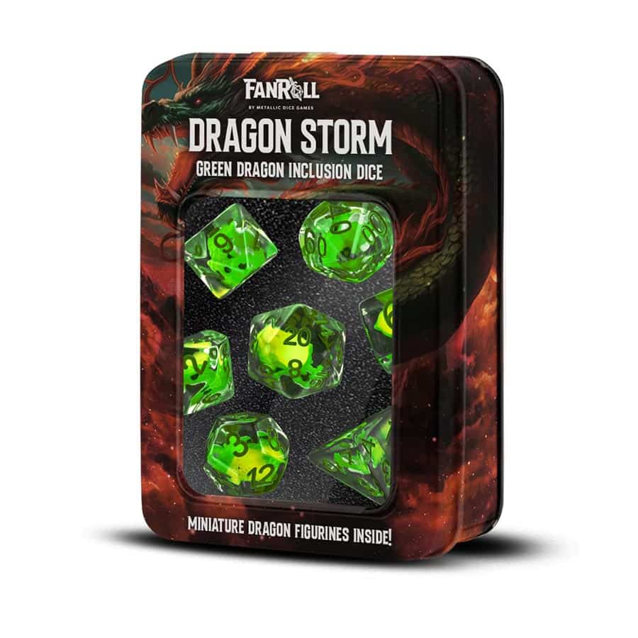 Fanroll: Dragon Storm: Inclusion Resin Dice Set: Green Dragon