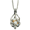 Fanroll: Lair Wear: D20 Caged Dice Necklace: Marble White And Black With Gold Pre-Order