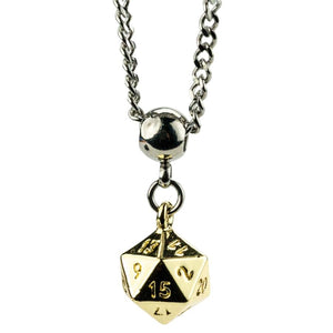 Fanroll: Lair Wear: D20 Dice Necklace: Gold Metal Pre-Order