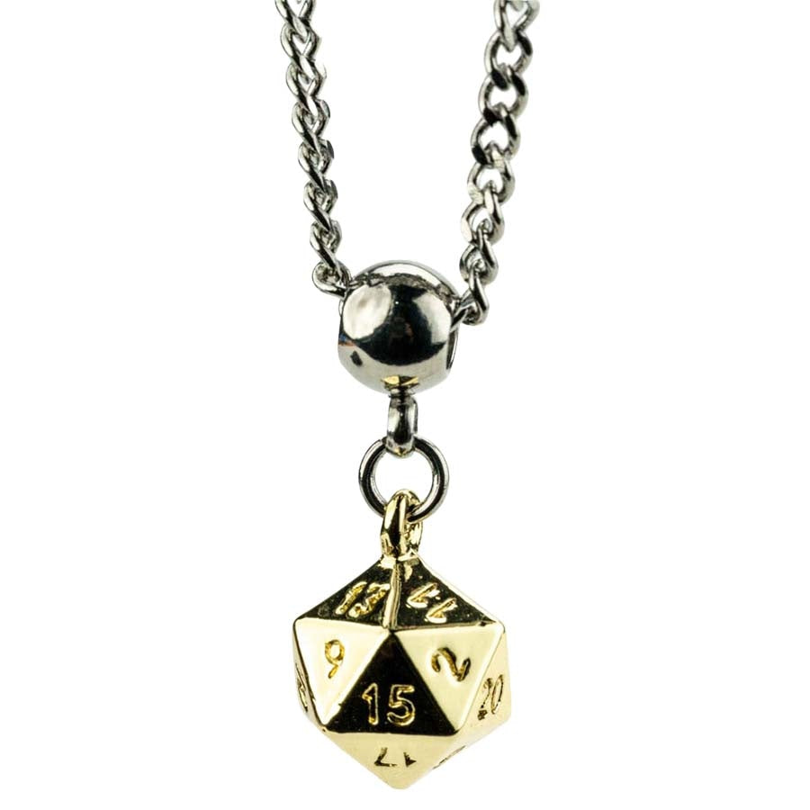 Fanroll: Lair Wear: D20 Dice Necklace: Gold Metal Pre-Order