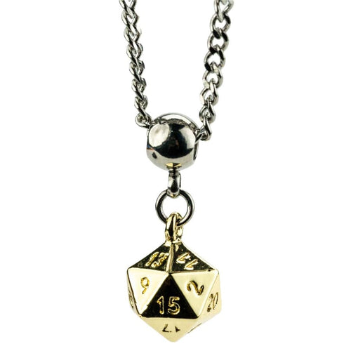 Fanroll: Lair Wear: D20 Dice Necklace: Gold Metal Pre-Order