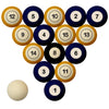 GEORGIA TECH SCHOOL COLOR NUMBERED BILLIARD BALL SET NAVY SOLID/GOLD STRIPE - GATBBS200N