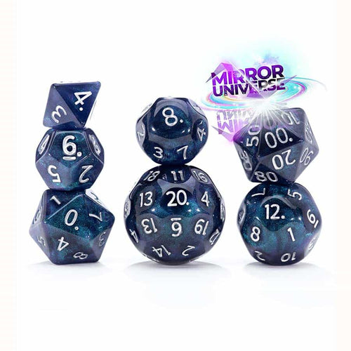 Gate Keeper Games -  Double Dice: Mirror Universe: Galactic Purple And Blue Resin With Holographic Glitter: 7Ct Resin Dice