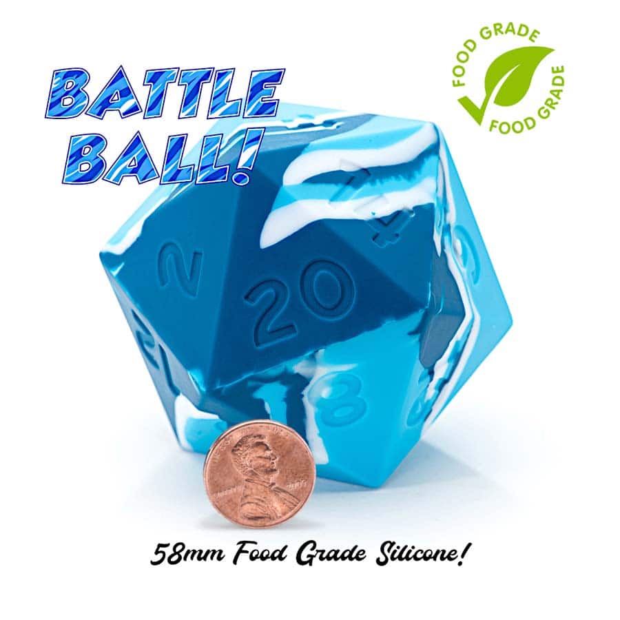 Gate Keeper Games -  Random Encounter: Battle Ball: Two Blues And Bandage White Swirls: 58Mm Epic Silicone D20 Dice
