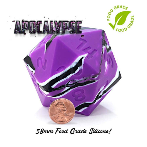 Gate Keeper Games -  Random Encounter: Apocalypse: Purple With Black And White Swirls: 58Mm Epic Silicone D20 Dice