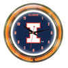 ILLINOIS NEON WALL CLOCK - 14'' BLUE FACE / ORANGE NEON - ILLNWC200-14