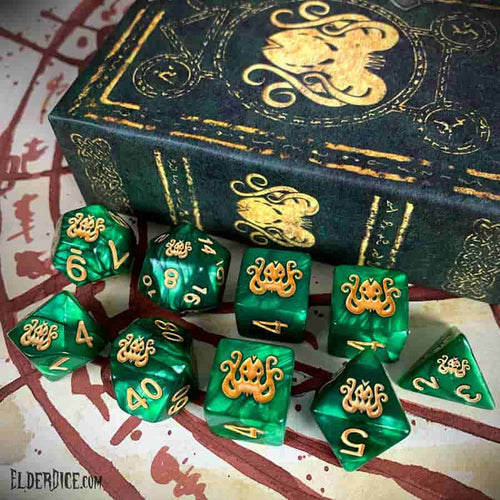 Infinite Black Llc -  Elder Dice: Brand Of Cthulhu Polyhedral Set: Drowned Green
