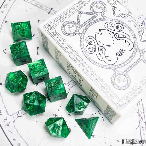 Infinite Black Llc -  Elder Dice: Brand Of Cthulhu Polyhedral Set: Drowned Green: Raw
