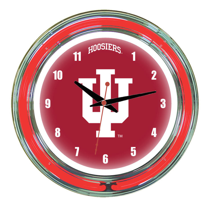 INDIANA NEON WALL CLOCK - 14'' CRIMSON FACE / RED NEON - INDNWC100-14