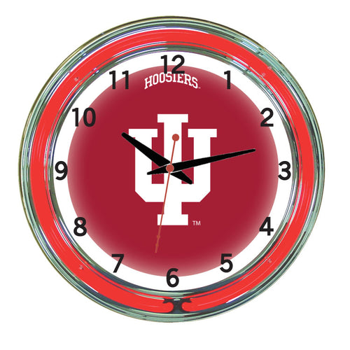 INDIANA NEON WALL CLOCK - 18'' CRIMSON FACE / RED NEON - INDNWC100-18