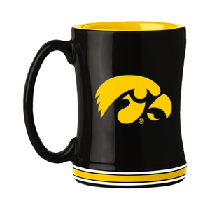 Iowa Hawkeyes Coffee Mug 14oz Sculpted Relief Team Color - Logo Brands