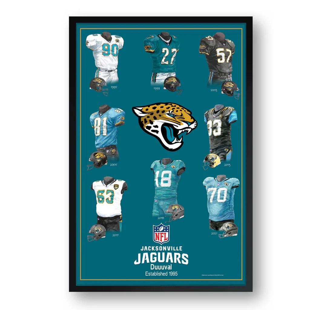 Jacksonville Jaguars Framed Print 10x13 Uniform Heritage - Sporticulture