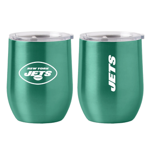 New York Jets Travel Tumbler 16oz Stainless Steel Curved - Logo Brands
